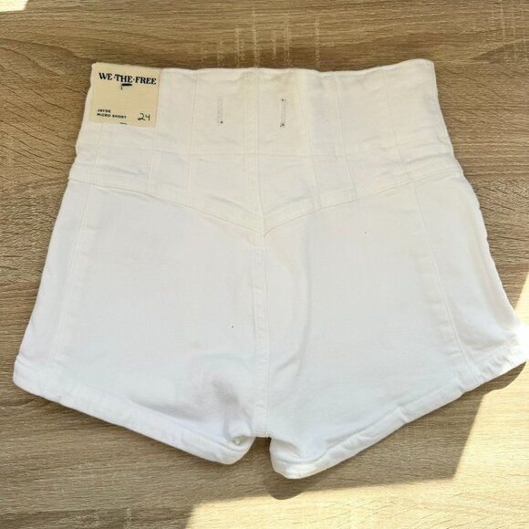NWT Free People Jayde High Rise Denim Jean Shorts We The Free Pure White 24 - Picture 6 of 10